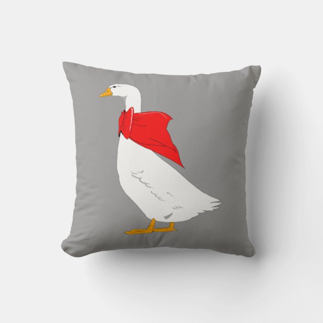 Coussin Oie d'Emden avec foulard à nœud rouge (Recto)