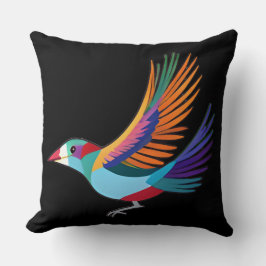 Coussin Oiseau Abstrait et coloré