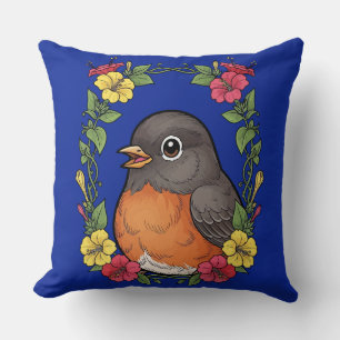 Coussin Oiseau adorable du Connecticut avec Mirabilis
