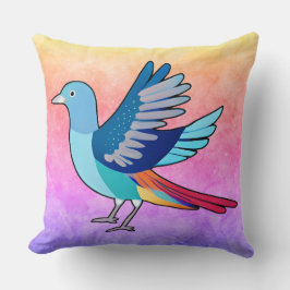 Coussin Oiseau bleu avec points, Arrière - plan en marbre
