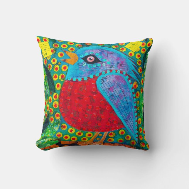 Coussin Oiseau-chanteur du matin et orteil tacheté  (Recto)