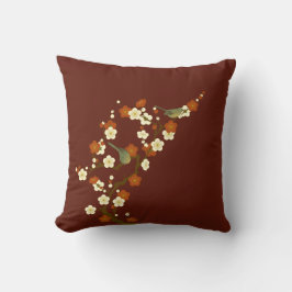 Coussin Oiseau-chanteur vert doux du printemps japonais