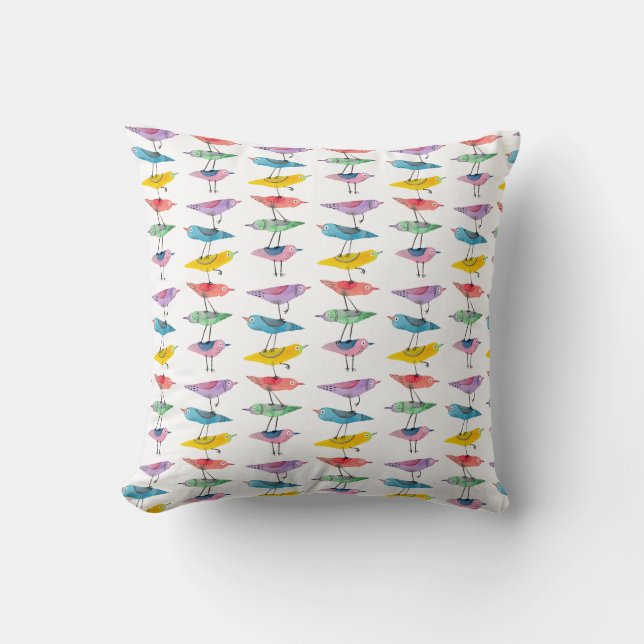 Coussin Oiseau coloré empilé (Recto)