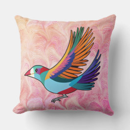 Coussin Oiseau coloré sur Arrière - plan doux