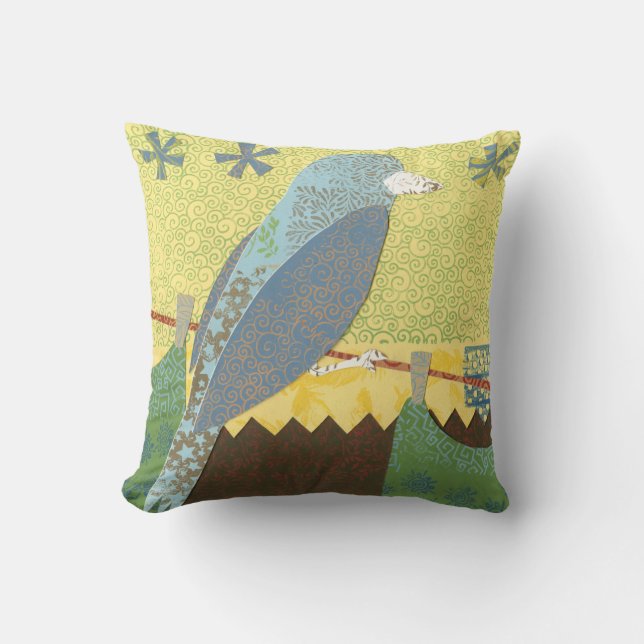 Coussin Oiseau coloré sur fil (Recto)