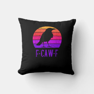 Coussin Oiseau corbeau F-Caw-F Rétro Coucher de soleil Vin