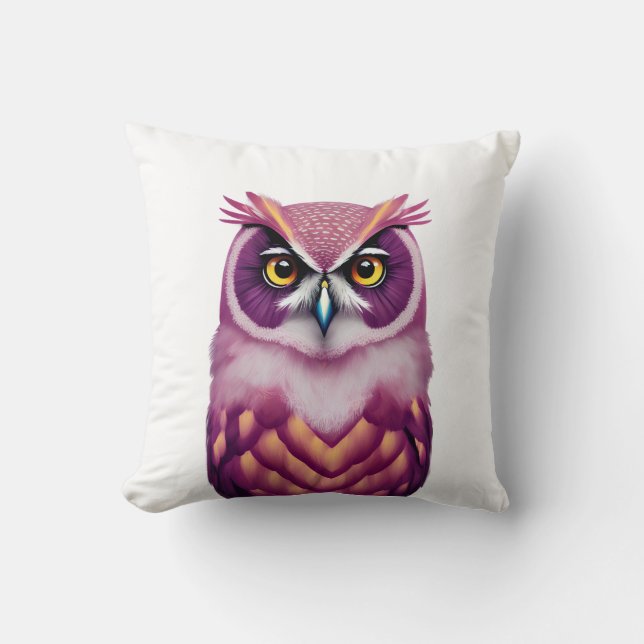Coussin Oiseau de Chouette coloré (Recto)