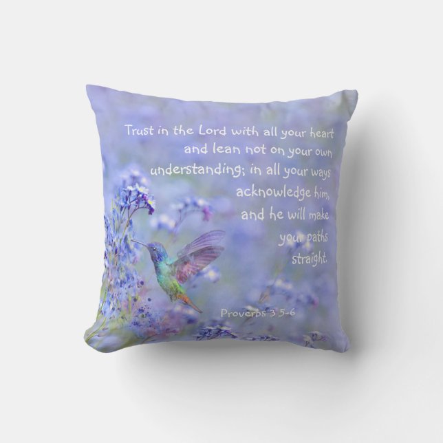 Coussin Oiseau de mer Jardin bleu Floral BibleÉcriture (Recto)