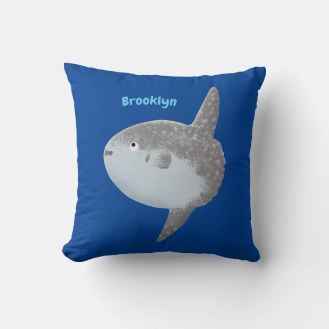 Coussin Oiseau de mer mola mola mignonne caricature (Recto)