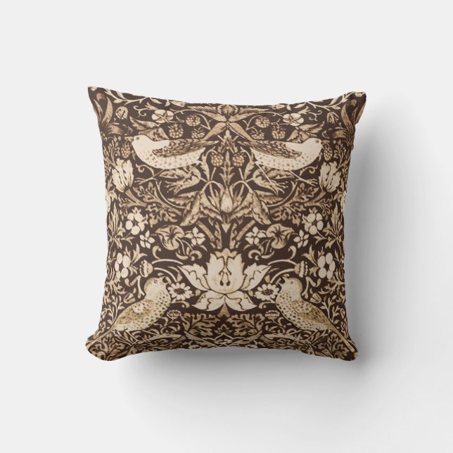 Coussin Oiseau de Nouveau d'art et tapisserie de fleur, (Recto)