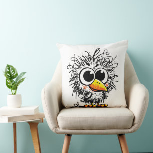 Coussin Oiseau dépenaillé : Art mignon et drôle