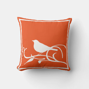 Coussin Oiseau en branche avec couleur Arrière - plan pers