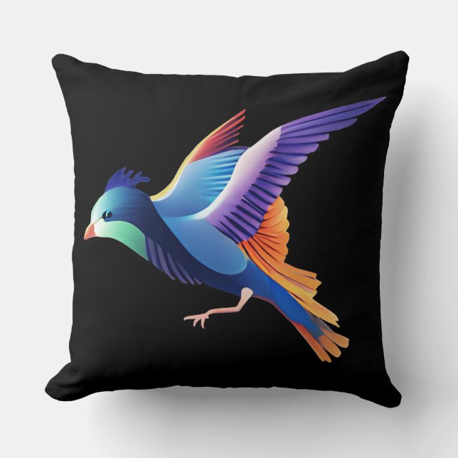 Coussin Oiseau en mi-vol sur Arrière - plan noir (Recto)