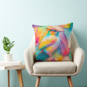 Coussin Oiseau en soie de fantaisie