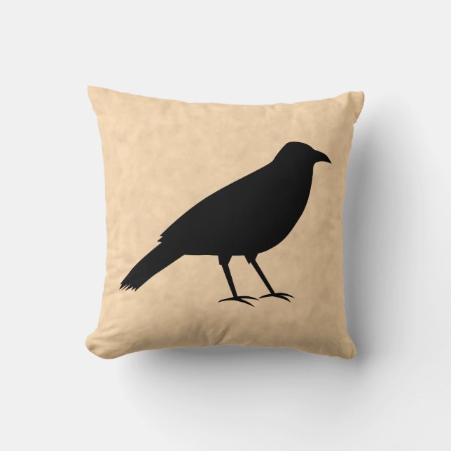 Coussin Oiseau noir de corneille sur un modèle de (Recto)