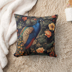 Coussin Oiseau paon Motif vintage forêt