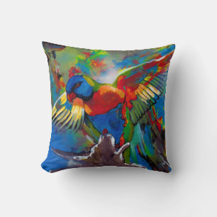 Coussin Oiseau Tropical Coloré Lancer Oiseau