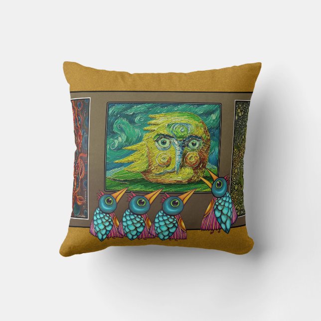 Coussin Oiseaux à la galerie (Verso)