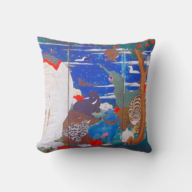 Coussin Oiseaux, animaux et Plantes floraux(droite)Jakuchu (Recto)