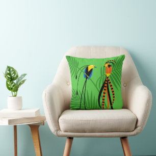 Coussin Oiseaux colorés et lumineux du paradis