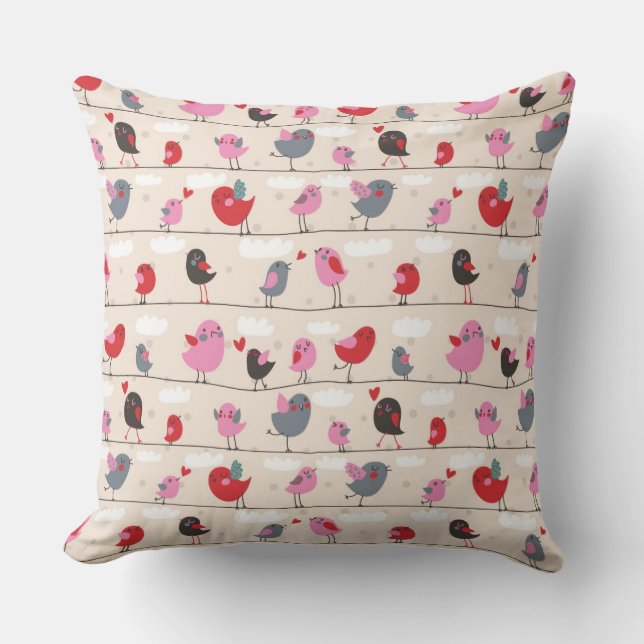 Coussin Oiseaux dans l'amour (Recto)