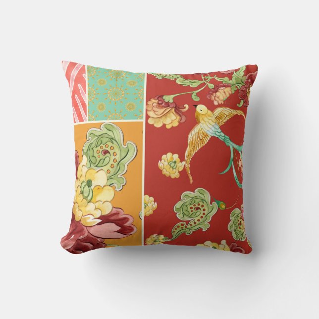 Coussin Oiseaux de Bohème modernes de fleur de style de (Recto)