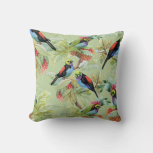 Coussin Oiseaux de fleurs d'été : Motif tropical