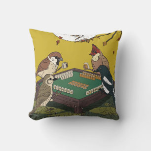 Coussin Oiseaux de Mahjong jouant au jeu 