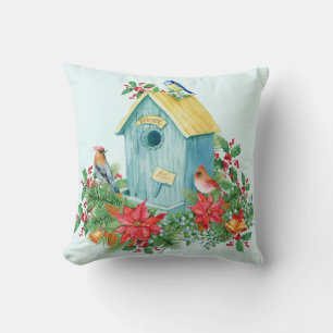 Coussin Oiseaux de Noël et Berries