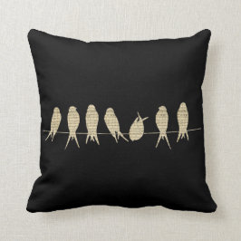 Coussin Oiseaux de note musicale de feuille de musique sur