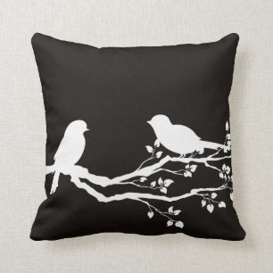 Coussin Oiseaux de repos Pittoresques noirs fumés