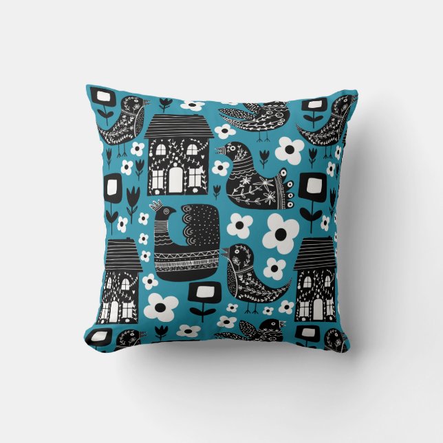 Coussin Oiseaux floraux de Socando (Recto)