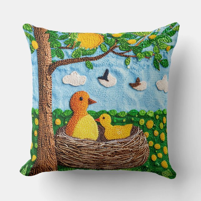 Coussin Oiseaux jaunes (Recto)