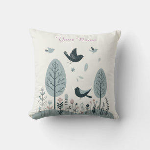 Coussin Oiseaux Nordiques & Forêt Personnalisés