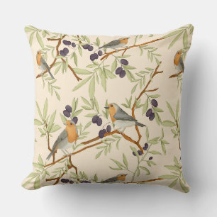 Coussin Oiseaux robots sur branche d'olivier