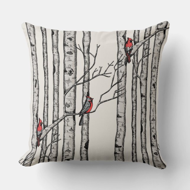 Coussin Oiseaux rouges et ivoiriens et oiseaux cardinaux r (Recto)