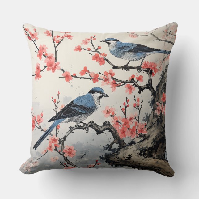 Coussin Oiseaux sur une branche d'arbre (Recto)