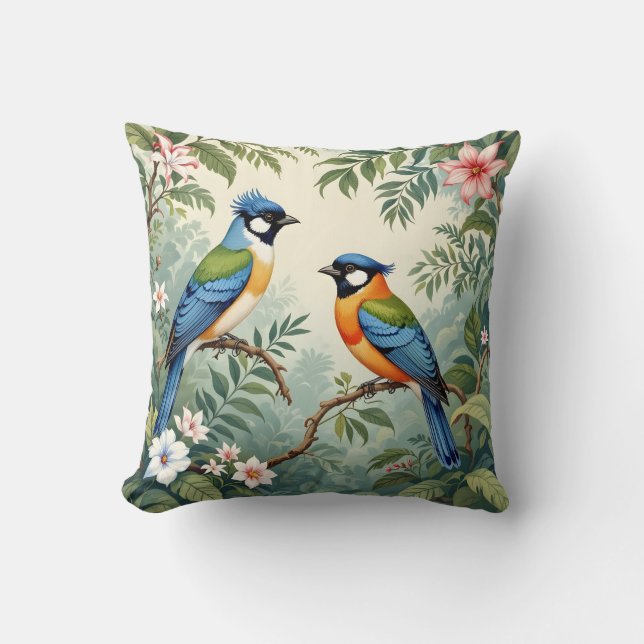 Coussin Oiseaux tropicaux dans la jungle (Recto)