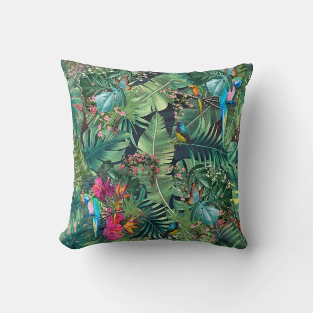 Coussin Oiseaux tropicaux du paradis (Recto)