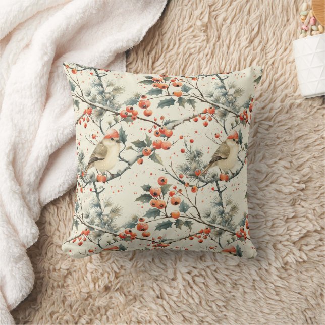 Coussin Oiseaux Vacances Vintage Verdure Berries (Couverture)