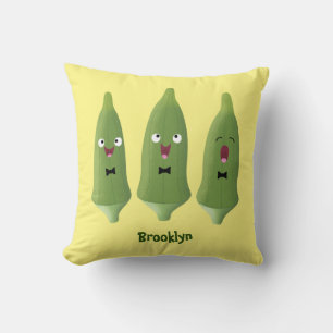 Coussin Okra végétalien de dessin animé mignon qui chante