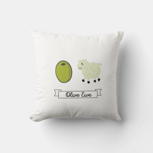 Coussin Olive Ewe (I Love You) Jetez l'oreiller (Recto)