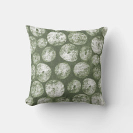 Coussin Olive Green Hand-Drawn Rustic Moon Pebbles