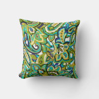 Olive Green Mustard Jaune Turquoise Blue Paisley