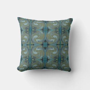 Coussin Olive Green Seafoam Gris Floral Mosaïque Gros carr
