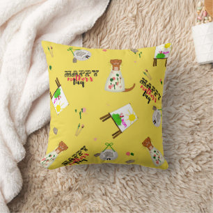 Coussin Oliver Le Motif de la Fête des Mères Otter sur jau