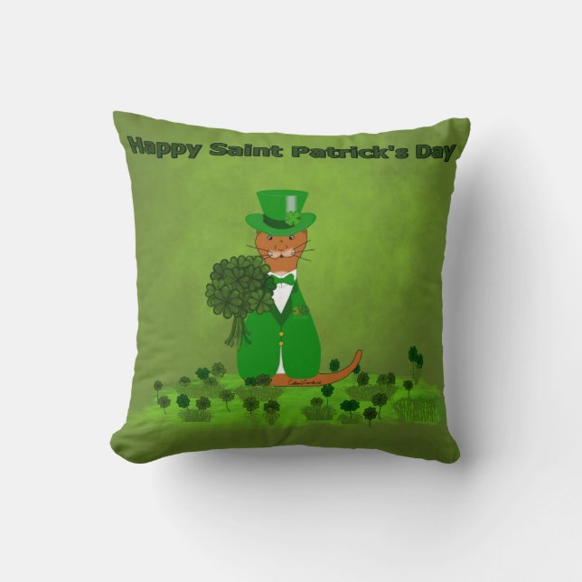 Coussin Oliver Les Shamrocks de cueillette de la loutre -  (Recto)