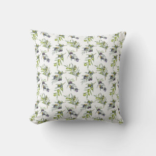 Coussin Olives à l'aquarelle vert sauge