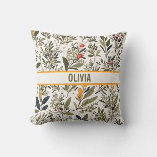 Coussin Olivier botanique et herbes minimal élégant