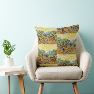 Coussin Oliviers de Van Gogh - Soleil doré et ciel d'art